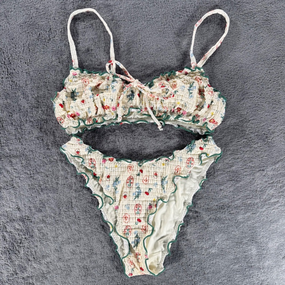 Dippin Daisys Swim Set Small Bonia Ruffled Bikini Top June Cheeky Bottom